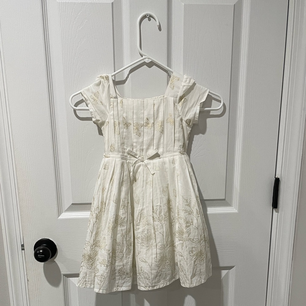 Charming Cream Kids Dress with Floral Design
